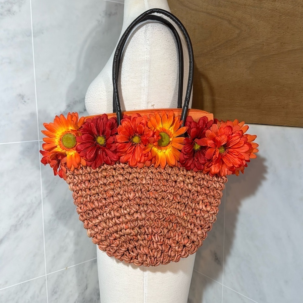COPY - Sun and sand  natural Beautiful bag with flowers